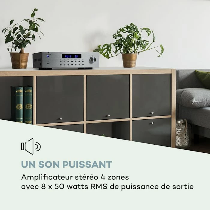 Auna Amplificateurs HiFi AV2-CD850BT Amplificateur 4 Zones Stéréo – Image 2