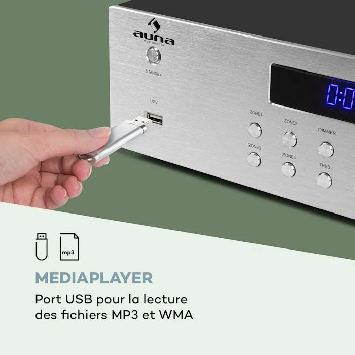 Auna Amplificateurs HiFi AV2-CD850BT Amplificateur 4 Zones Stéréo – Image 3