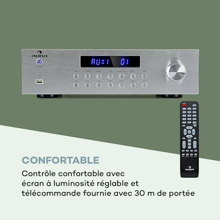Auna Amplificateurs HiFi AV2-CD850BT Amplificateur 4 Zones Stéréo – Image 6
