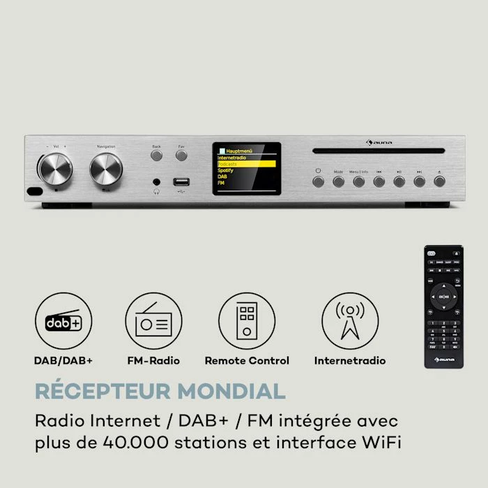Auna Récepteurs Audio Stereo Silver Star Amplificateur-récepteur CD HiFi – Image 3