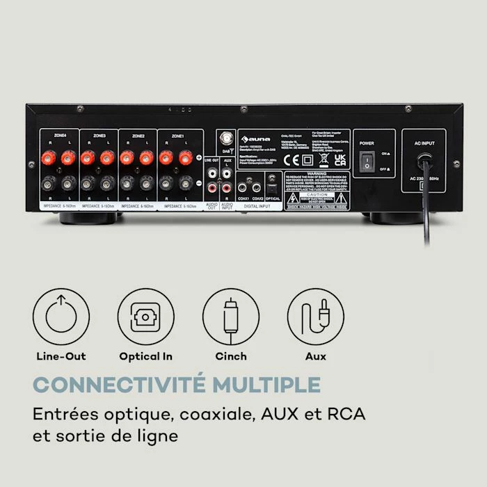 Auna Amplificateurs HiFi AMP-4000 DAB Amplificateur Stéréo Hi-fi – Image 6
